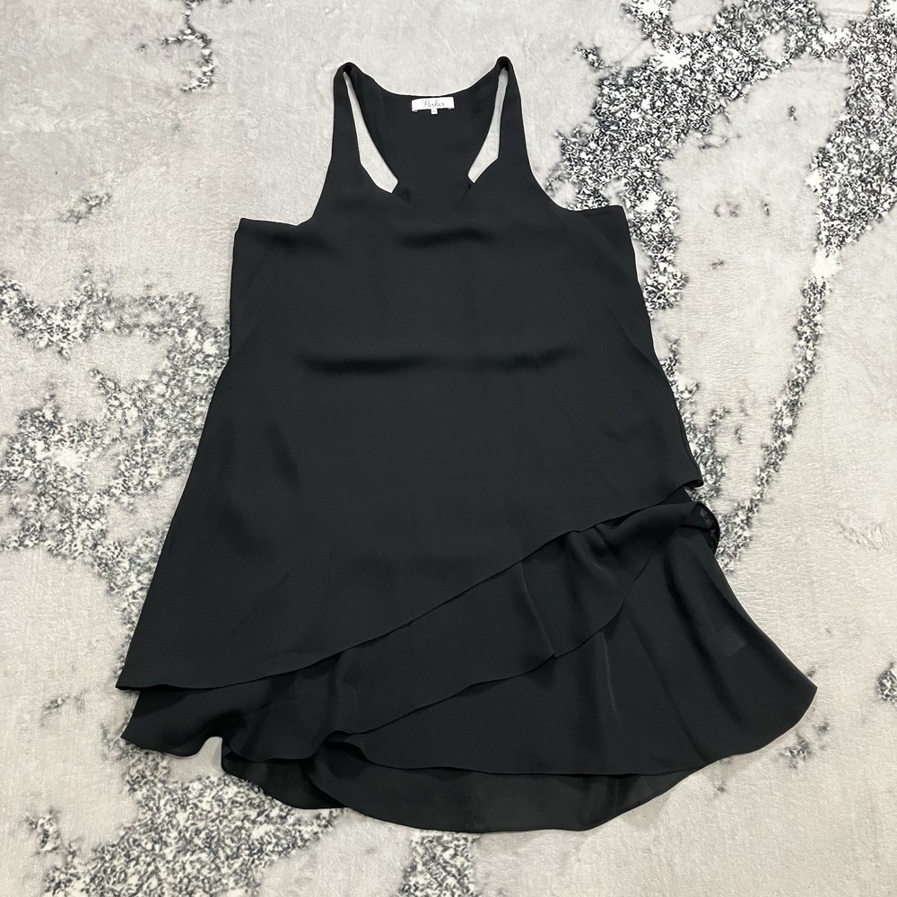 Parker Black Silk Layered Ruffle Dress Womens Size‎ XS Racerback Cocktail
